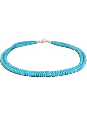 Turquoise Choker Necklace with Sterling Silver Toggle | Pink Cloud | Throat